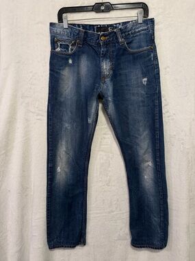 Just Cavalli Jeans Mens 31x30 Blue Distressed Grunge Holes Italy Designer Cool